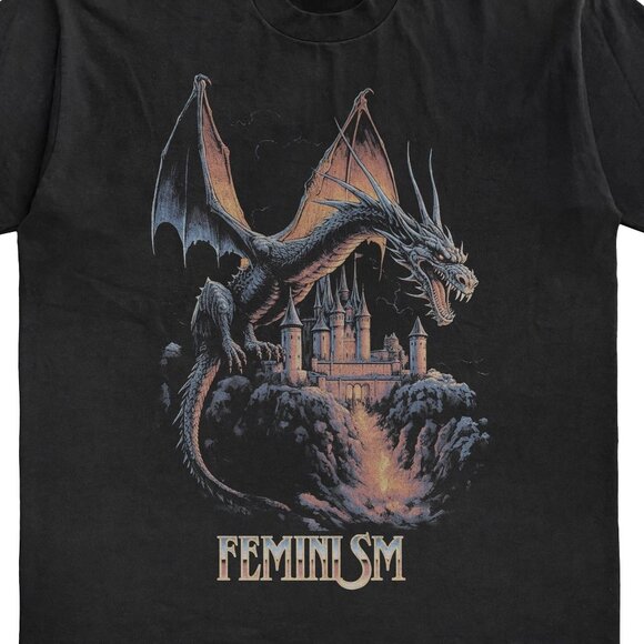 Feminism Dragon Dark Fantasy Art Meme Fan Gift Graphic Statement T-shirt 159 - Picture 2 of 5